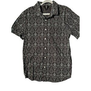 Volcom Mens Shirt Size L Black & White Geometric Button-Up